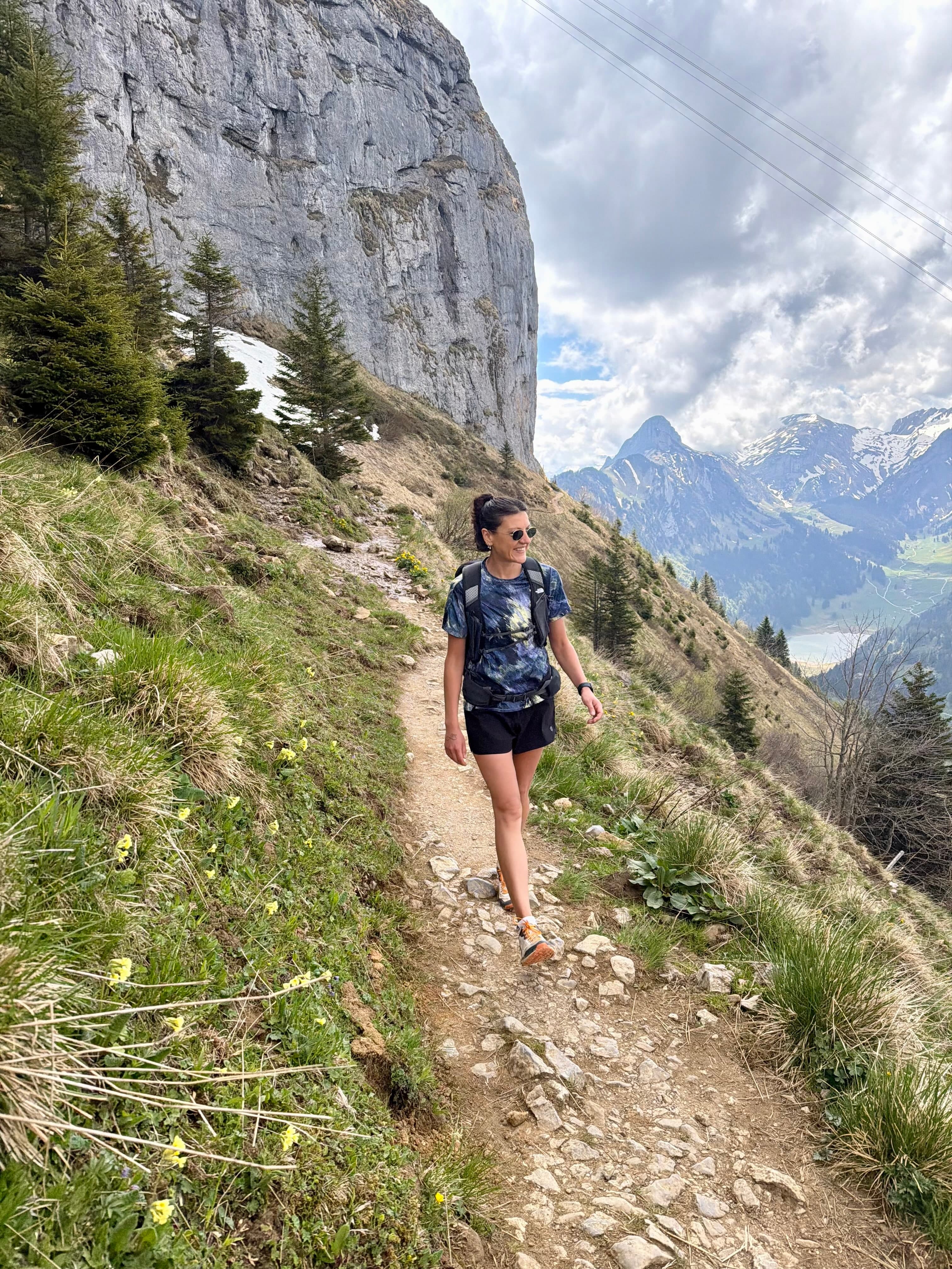 A traverse beneath the limestone walls