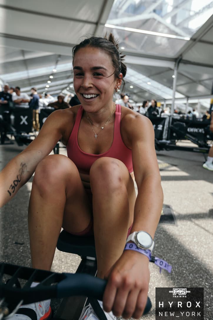All smiles mid-effort at HYROX New York